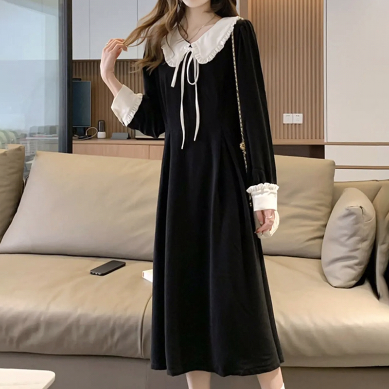 唐系列女装春季法式拼接显瘦温柔风中长款连衣裙女装/8-56