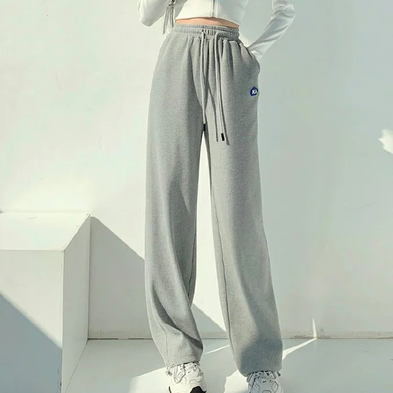 唐系列女装2025秋季时尚宽松直筒高腰阔腿束脚加绒休闲长裤/2-111