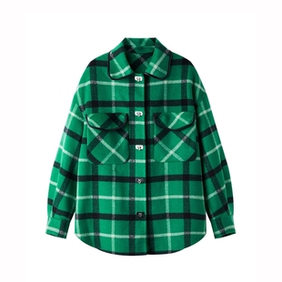 鸟家女装2025秋冬新款时尚衬衫式双面呢大衣外套C4D07/H-4