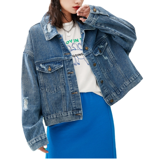 唐系列女装2025春季新款时尚宽松单排扣翻领长袖夹克/1-152