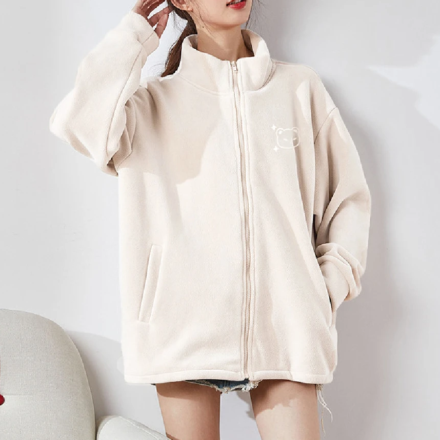 唐系列女装2025春季新款时尚宽松立领学院风摇粒绒外套/1-32