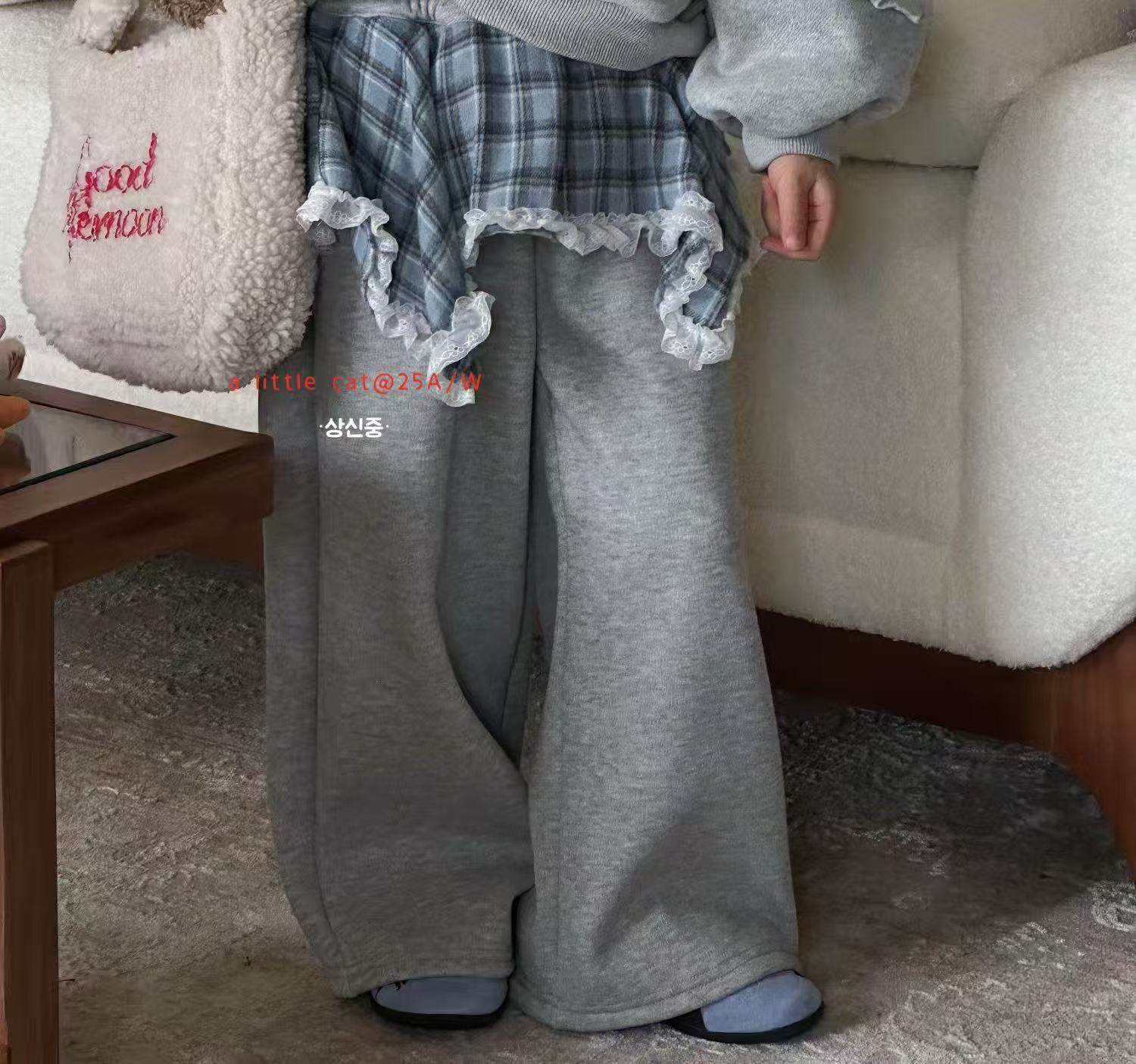 小猫邮集册 女大童 女童秋冬新款卫裤2025荷叶边阔腿裤女宝直筒裤,童装/婴儿装/亲子装,套装,淘宝优惠券,粉丝福利购,淘宝优惠卷