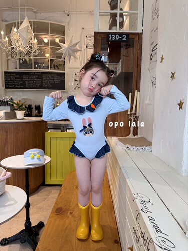 26夏·opolala  兔子警官朱迪尼克泳衣公主裙泡泡短袖连体泳衣