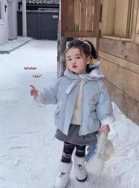 AH 品牌正版 2025冬季新款女童小熊耳朵棉衣一件过冬加厚外套