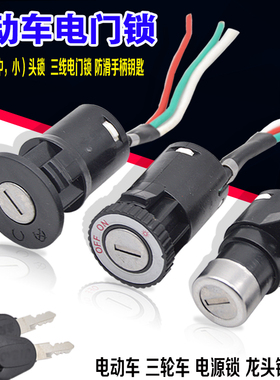 电动车电源锁开关 电动自行车大头锁中头小头锁电瓶车电门锁钥匙