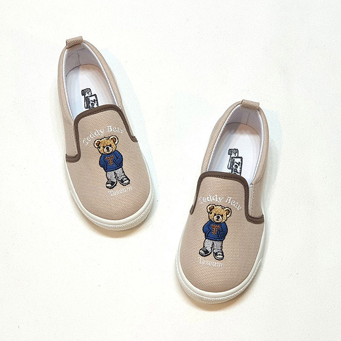 韩国正品代购儿童鞋HIShoes可爱卡通小熊板鞋布鞋一脚蹬婴幼童鞋