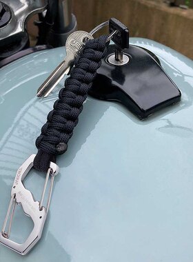 德国TROIKA登山扣装饰结 创意黑色编织绳汽车钥匙扣男生生日礼物