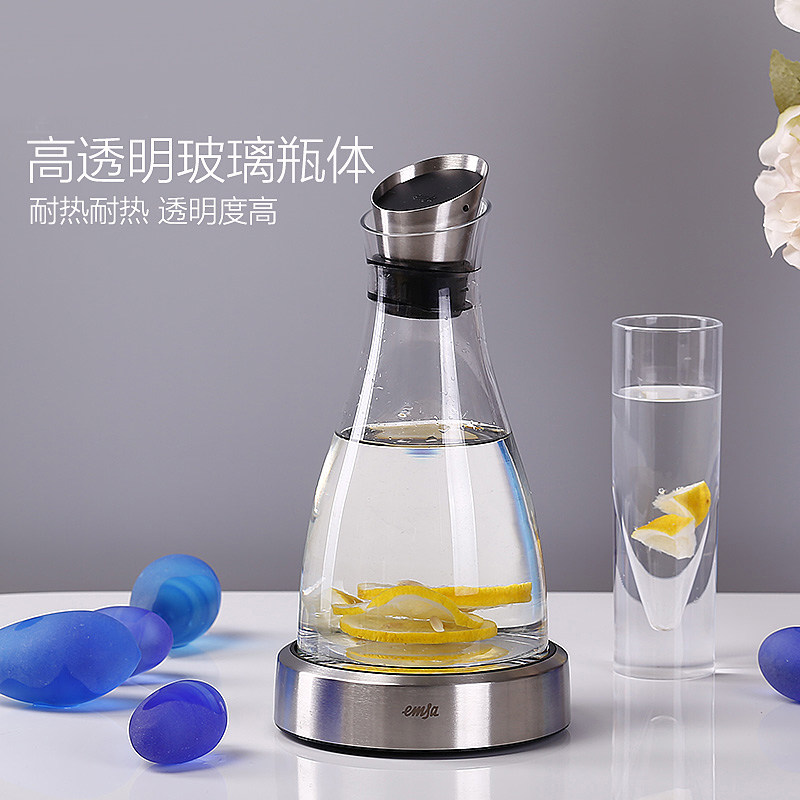 德国Emsa玻璃冰水壶带冰盅茶壶冷水壶 果汁红酒壶 醒酒器冰酒壶