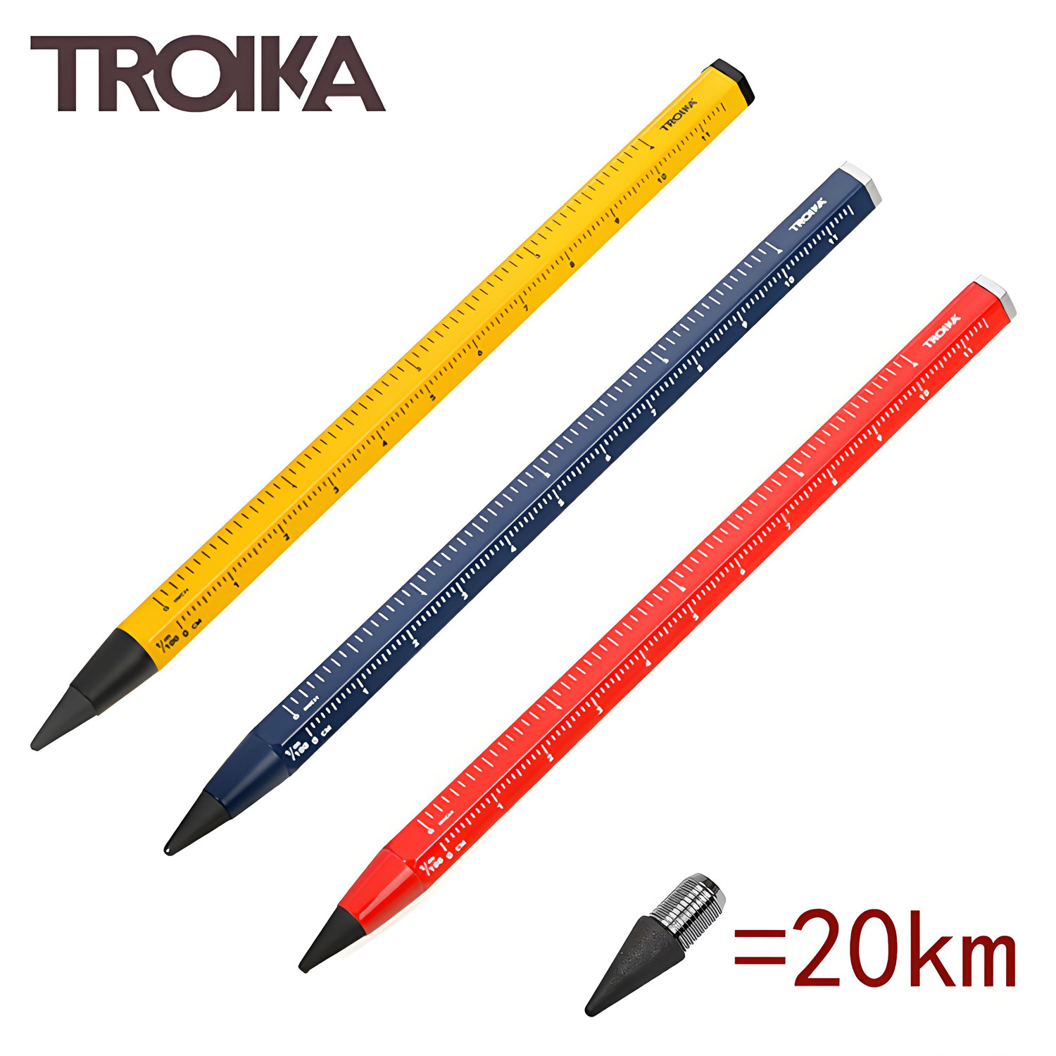 德国TROIKA拓意卡免削永恒铅笔金属刻度尺笔杆手绘工程笔可换笔头