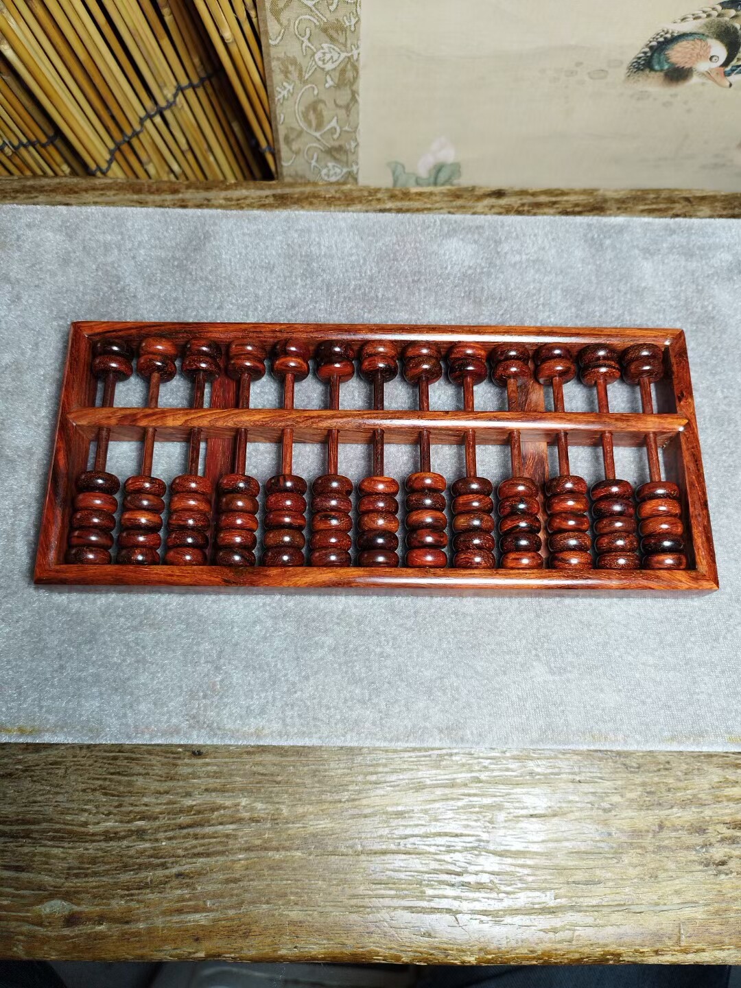 印度小叶紫檀算盘算珠木质家具摆件实木珠心算礼品