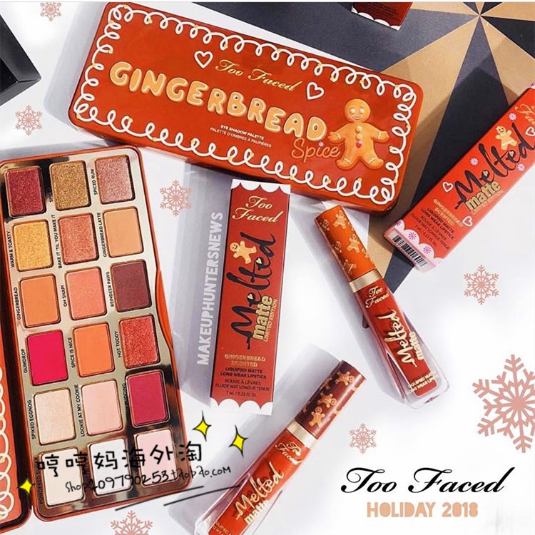 现货too faced18圣诞限量姜饼人man哑光唇釉girl 口红chill pili