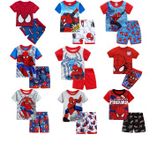 夏2儿童夏装 3岁男童睡衣短袖 纯棉童装 套装 t恤男卡通蜘蛛4567 短裤