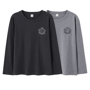 春秋季男单件睡衣上衣长袖100%纯棉圆领休闲加大码全棉居家服上装