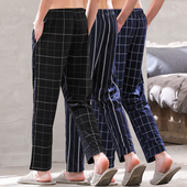 高腰深色单条全棉家居裤 春秋季 长裤 宽松加肥大码 男士 单件纯棉睡裤