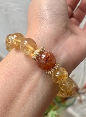 天然黄塔晶手串女款单圈