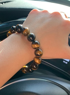 天然黄虎眼石手链女款单圈