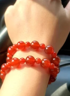 明星同款天然红玛瑙手串