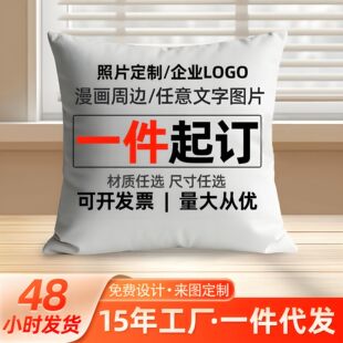 印花沙发靠垫枕套 来图定制双面抱枕套可印logo广告大号抱枕套数码