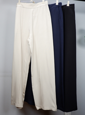 F0031 重绉人丝桑蚕丝混纺真丝OL通勤气质百搭女士西装长裤