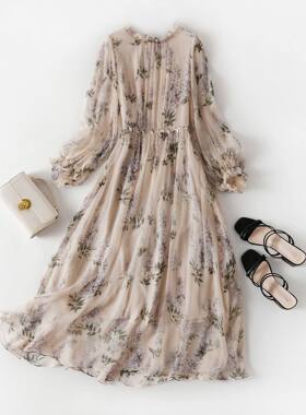 女装甜美气质印花连衣裙海边度假沙滩长裙夏季长款86051