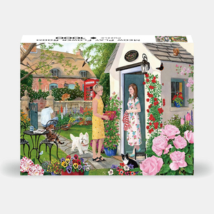 【女人猫狗】丝绒膜进口灰卡手绘1000片拼图家庭益智游戏50x70cm