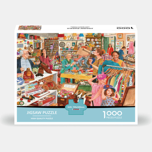 【商店】丝绒膜进口灰卡手绘INS风1000片拼图家庭游戏50x70cm