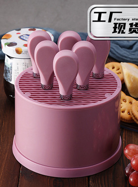 厨具带刀座的奶酪刀黄油奶油抺刀厨房餐具刀叉6件套芝士刀套装