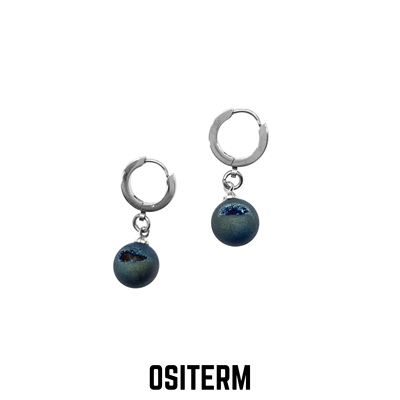 OSITERM幻彩水晶簇耳环 蓝绿水晶球吊坠男女同款小众高级感好搭配