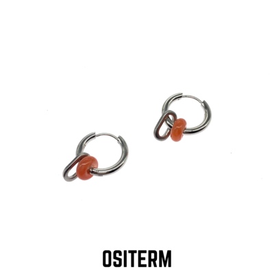 OSITERM新中式玉石吊坠耳环红玛瑙耳坠男女饰品小众高级感耳夹