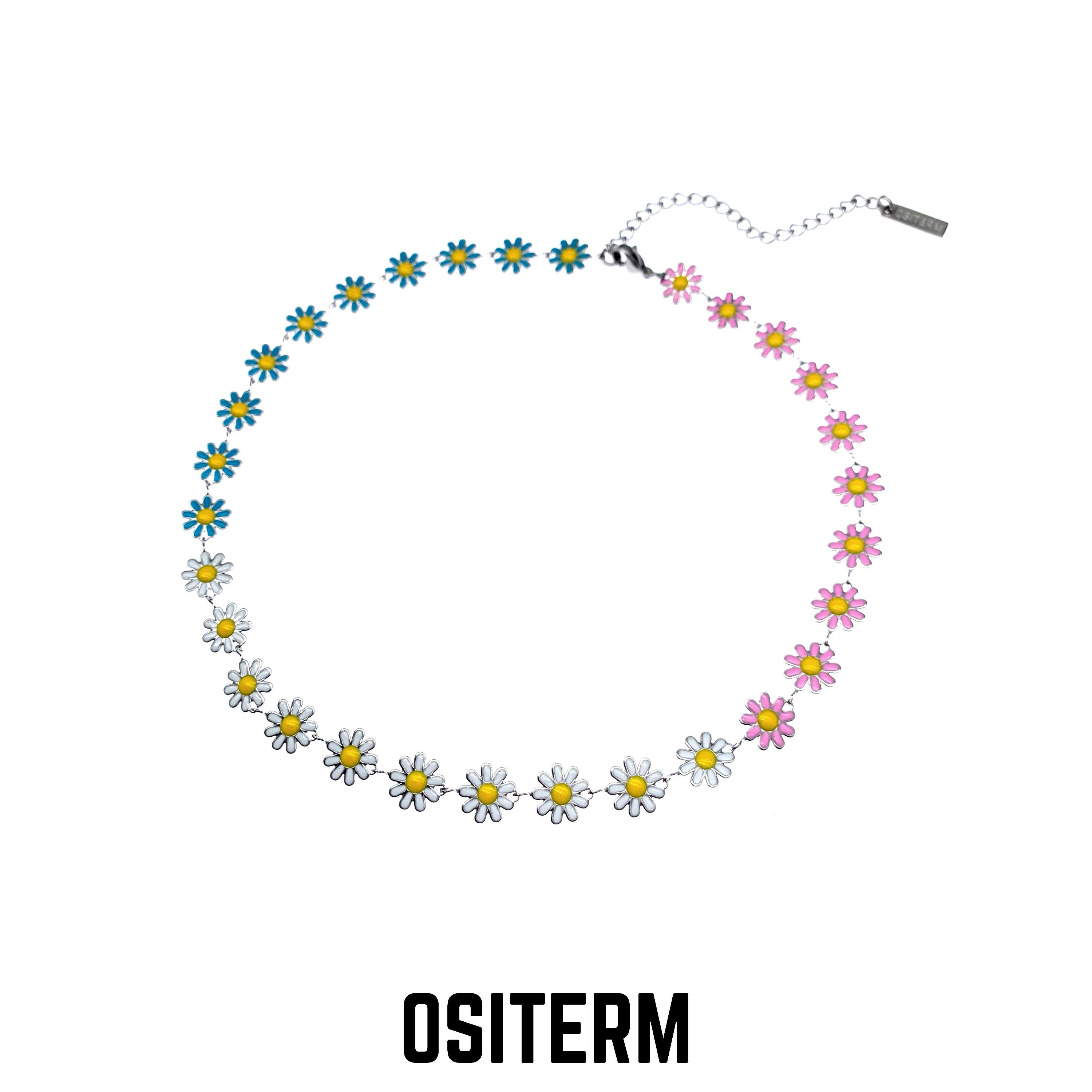 OSITERM花朵系列彩色拼接花朵项链男女同款短项链街头雏菊饰品