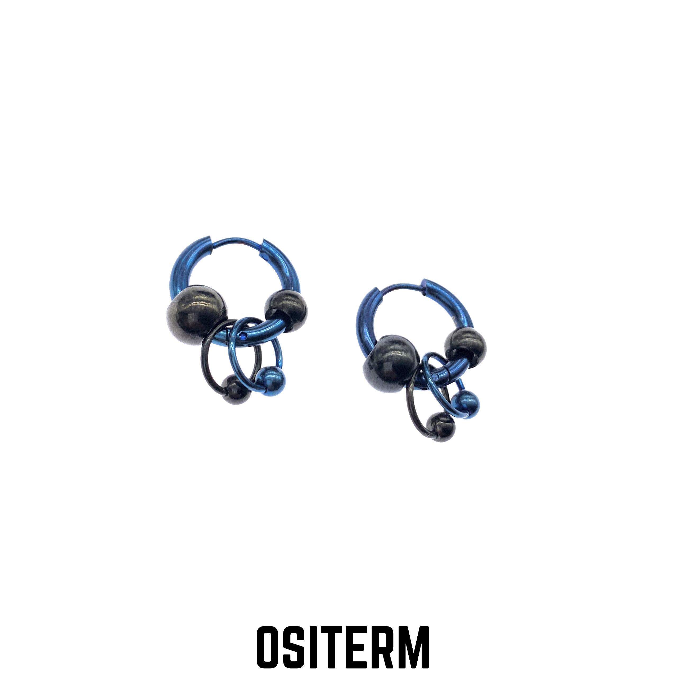 OSITERM电光蓝机械细胞耳环 多种戴法可拆卸男女耳饰小众高级感