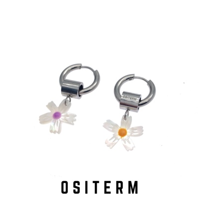 花朵耳环ositerm天然贝壳原创
