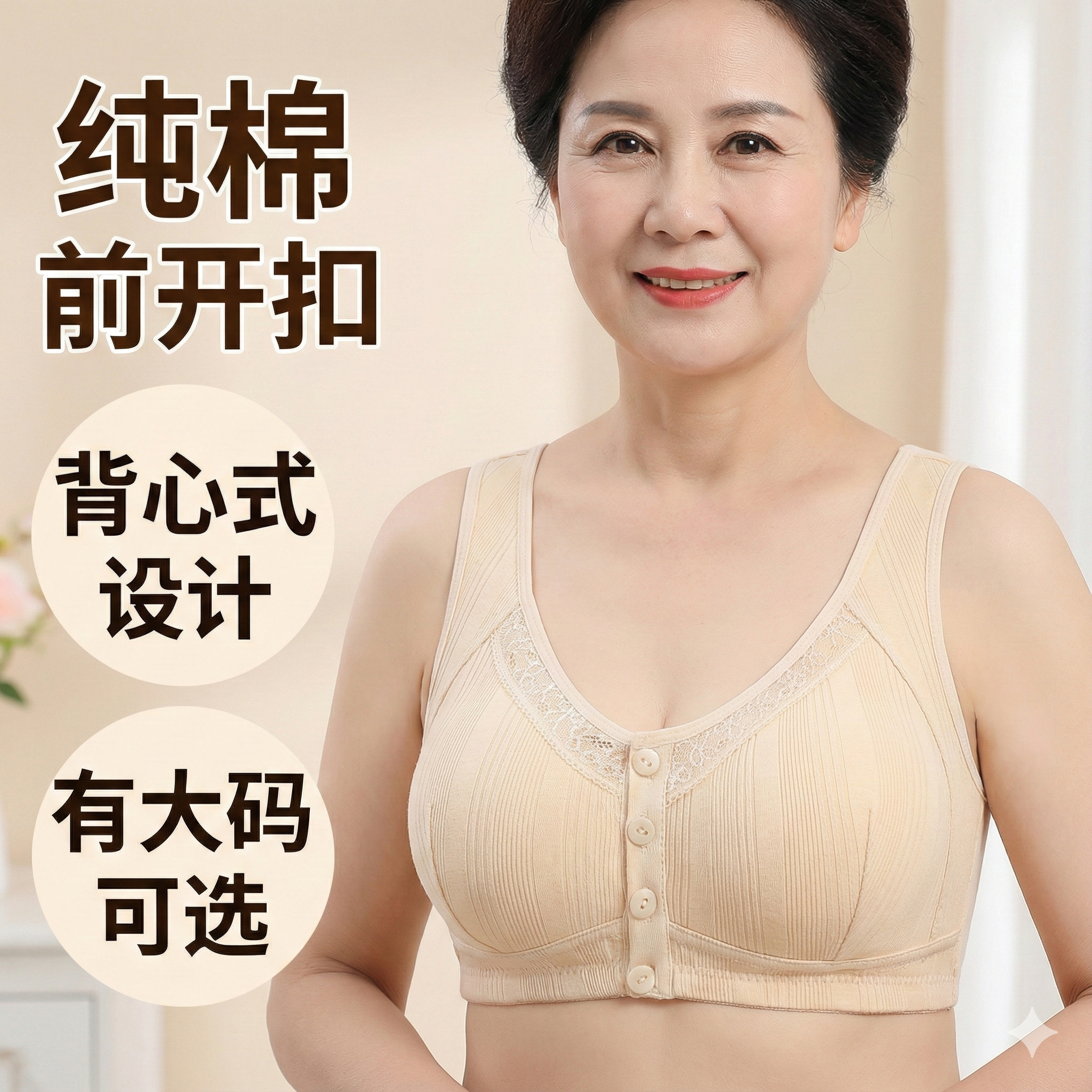 妈妈内衣前开扣纯棉中老年女文胸罩聚拢防下垂背心式大码老人奶奶,女士内衣/男士内衣/家居服,中老年文胸,淘宝优惠券,粉丝福利购,淘宝优惠卷