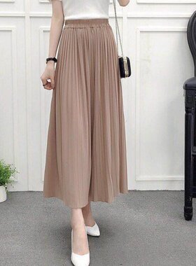 百褶阔腿裤女春夏清凉高腰休闲裤
