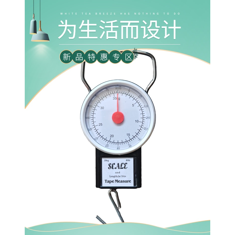 跨境鱼钩秤22-35kg手提秤便携弹簧秤小型随身搬家重量称厂家销售