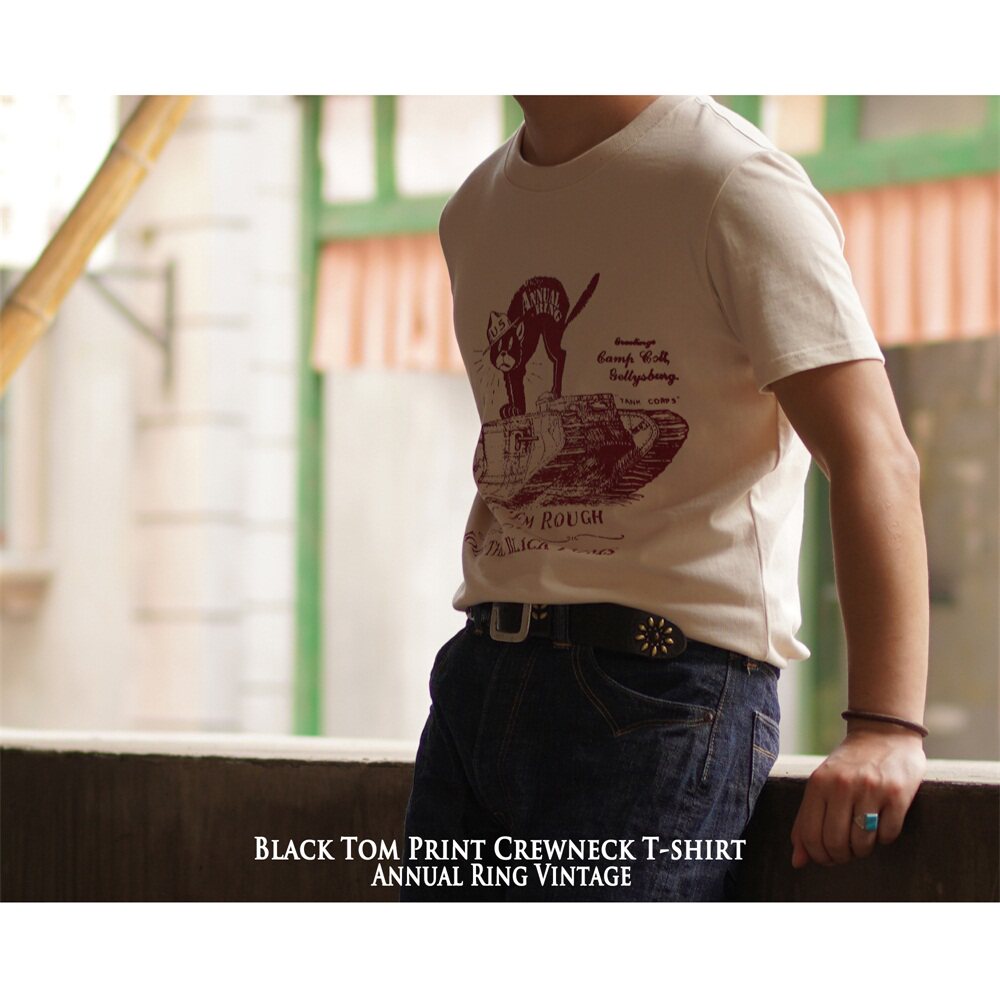 Annual Ring年轮复古美式重磅纯棉坦克猫印花圆领短袖T恤咔叽打底在类目 男装, T恤中 - 来自Buy2taobao.com提供专业的淘宝代购服务