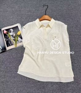 私信询价【韩钰DESIGN】2026夏季新款高级感提花翻领无袖上衣女