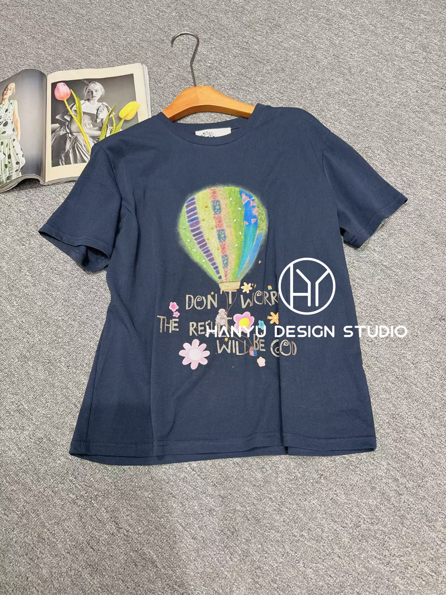私信询价【韩钰DESIGN】2026夏季新款百搭宽松显瘦热气球印花短袖