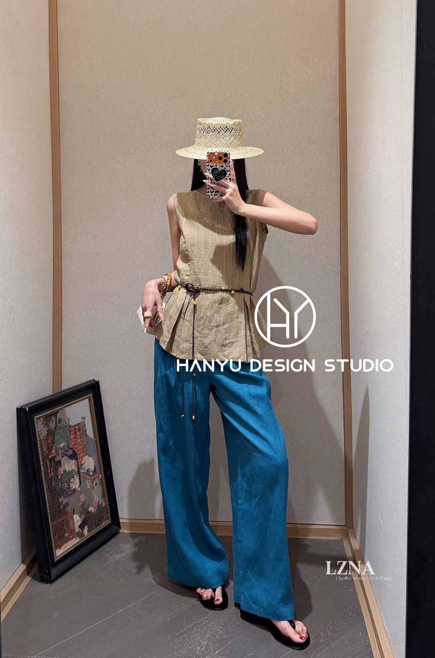 私信询价【韩钰DESIGN】2026夏季新款时尚百搭编制腰带无袖上衣女