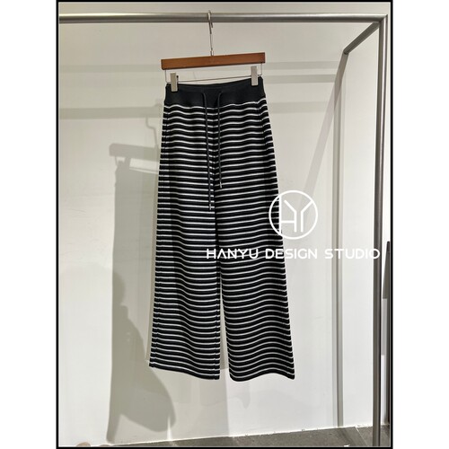 韩钰DESIGN秋季条纹阔腿裤女