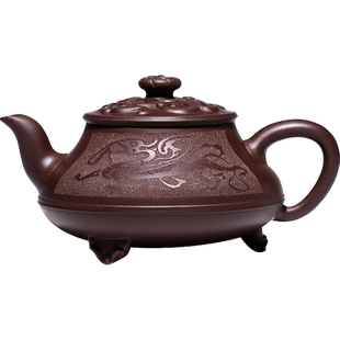 宜兴紫砂壶纯全手工高工泡茶壶功夫茶具套装家用老紫泥祥龙传炉壶