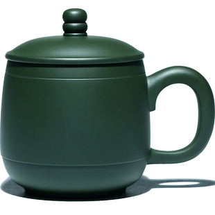 宜兴原矿紫砂杯纯手工功夫茶具茶杯套装带盖杯子墨绿泥尚品纳瑞