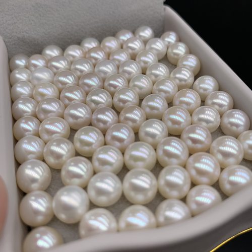 天然淡水珍珠无核正圆几乎无暇7-8mm极强光全孔通孔diy裸珠串链珠