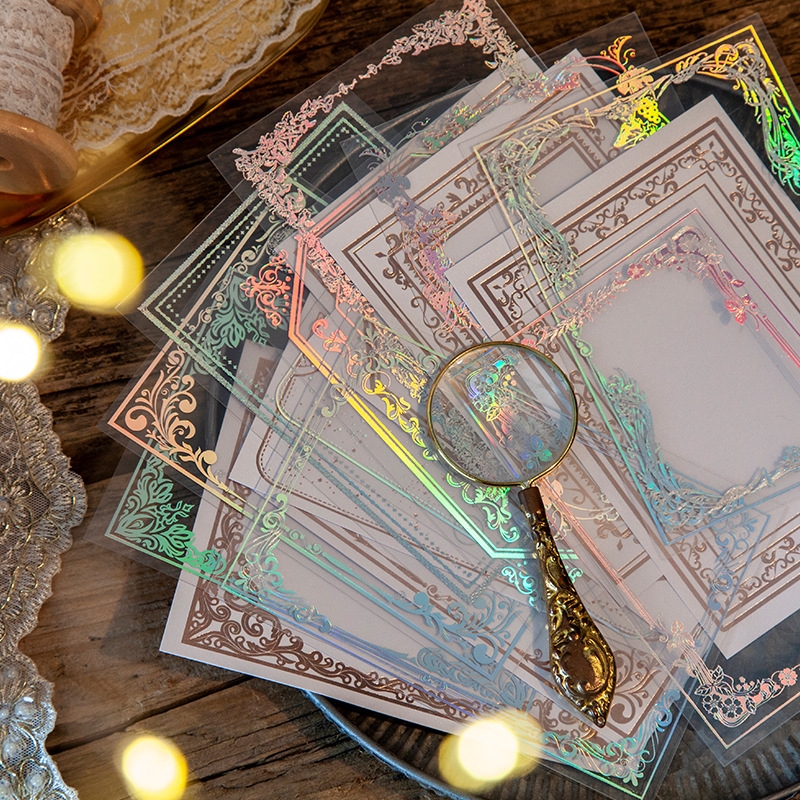 美好的一天PVC拼贴卡 璀璨星辰系列复古手帐DIY装饰透明边框素材