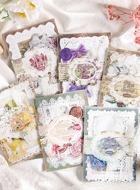 ZABC跨境双材质素材包 复古风华系列 PET贴纸+素材纸6款选打底贴