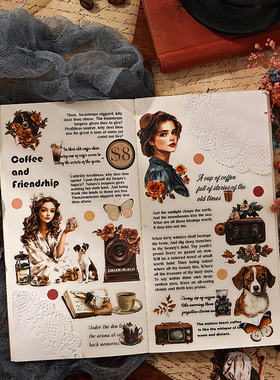 ZABC PET贴纸本 追溯流年系列 复古手帐装饰素材贴20张 4款