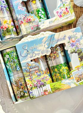 ZABC跨境PET胶带套盒 春浔花鉴系列 花卉主题手账DIY素材装饰循环