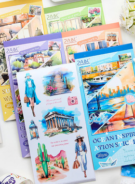 ZABC跨境雾面PET贴纸本  朦胧回忆贴系列 20张入大容量风景主题贴