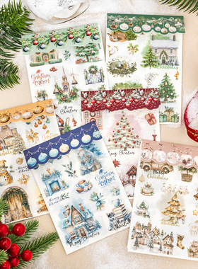 番茄酱少女圣诞主题转印贴 圣诞派对系列 手账装饰素材转印贴纸