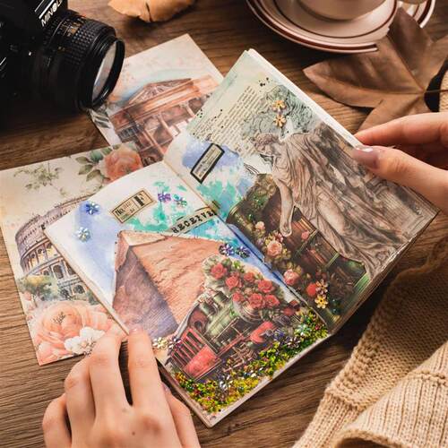 美好的一天素材纸 环球之旅系列 复古旅行手帐素材30张入 6款选